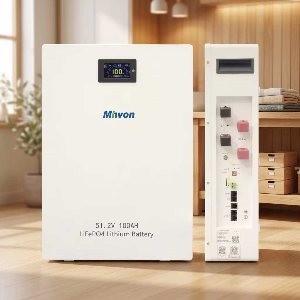 MINVON Wall‑Mount LiFePO4 Battery 51.2V 100Ah 5.12kWh | Home Solar Energy Storage Backup Battery for Grid Outage & RV Off‑Grid System