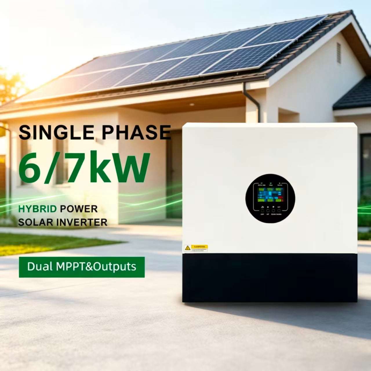 MINVON SOL IA-D3 Series 6KW 7KW Single Phase Hybrid Solar Inverter | Dual MPPT, Pure Sine Wave, Grid & Off-Grid Dual Mode Solar Charger Inverter for Africa Home, Villa, Small Shop Energy Backup