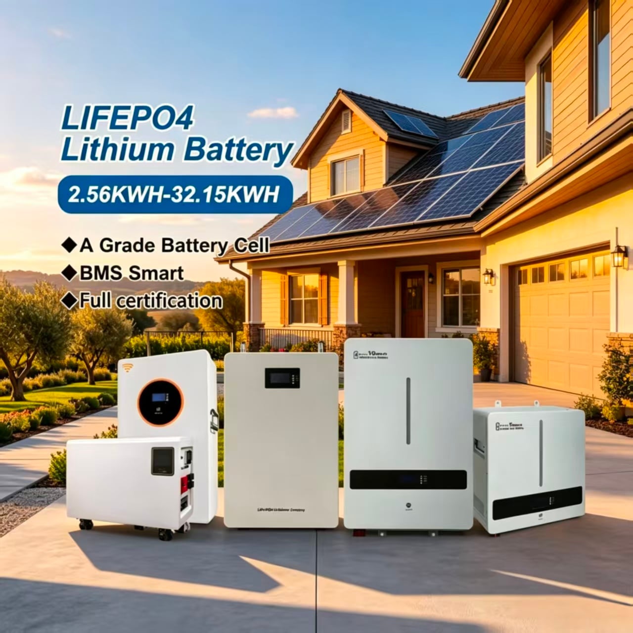 MINVON LiFePO4 Lithium Battery Wall Floor Mounted 8000 Deep Cycles Long Life Home Solar Storage Battery 2.56kWh~32.15kWh With Smart BMS