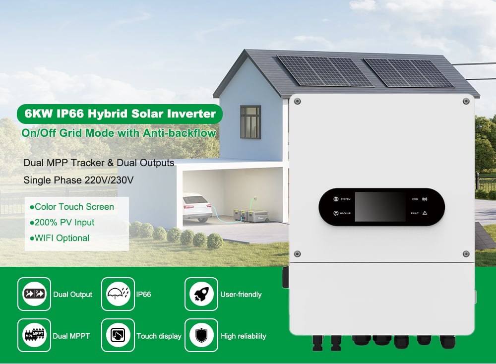 6000w hybrid solar inverter 48v 125a ip66 grid tie off grid with dual mppt for home storage-1
