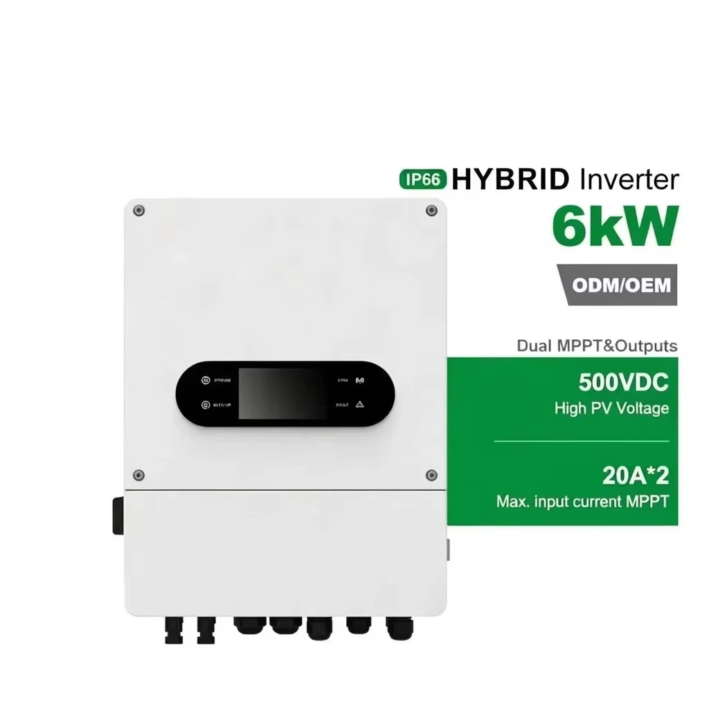 6kW 48V Hybrid Off Grid Solar Inverter IP66 Waterproof Dual MPPT Pure Sine Wave 230V Single Phase Residential Backup