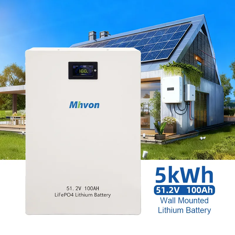 51.2V 100Ah Lithium Iron Phosphate Wall Battery 5.12KWh Built-in Intelligent BMS Support 16 Units Parallel Long 8000 Cycle Life Compatible With 48V Hybrid Solar Inverter Residential Energy Storage