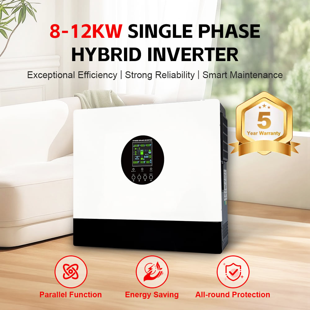 MINVON SOL IA-D2 Series Hybrid Solar Inverter 8kW 10kW 12kW 48V Dual MPPT 550VDC PV Input, Parallel Up To 9 Units Max 108kW Grid-Tied Peak Shaving Dual AC Output For Home Commercial Energy Storage