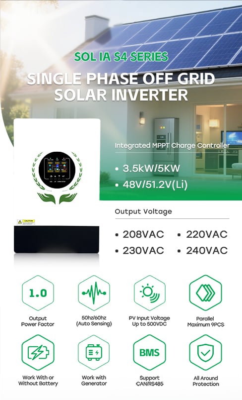 5kw hybrid solar inverter with mppt charge controller 48v-0