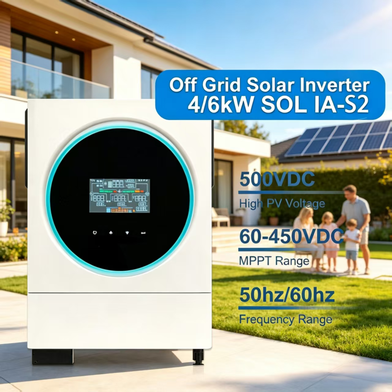 MINVON SOL IA-S2 All In One Off Grid Solar Inverter 4kW 6kW 230V Single Phase Pure Sine Wave Hybrid Solar Charger, 60-450V Wide PV Input
