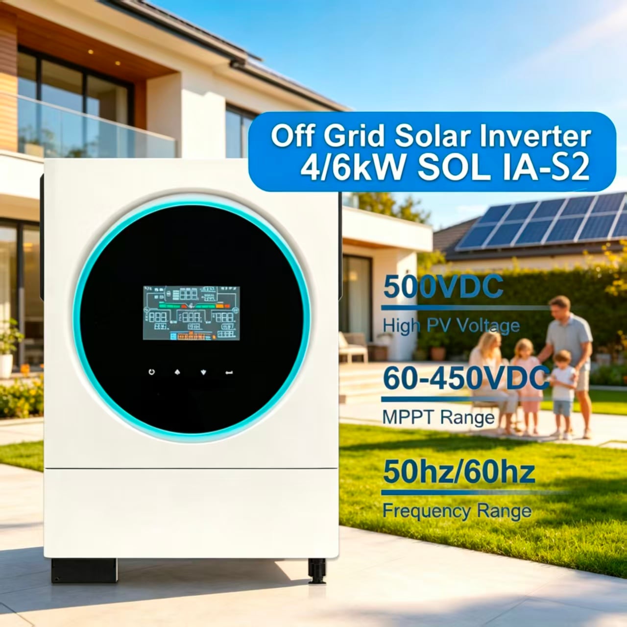 MINVON SOL IA-S2 All In One Off Grid Solar Inverter Wide 60-450VDC MPPT Range Dual Output Pure Sine Wave Inverter For Home Backup Solar Kit