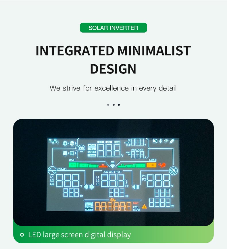 OFF GRID SOLAR INVERTER 4KW/6KW Wide PV input voltage range 60VDC~450VDC Dual output for smart load management Reserved communication port for BMS details