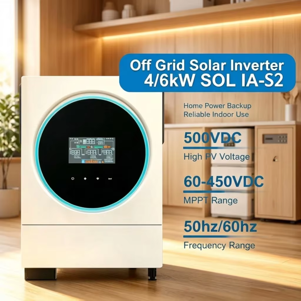 Off-Grid Solar Inverter 4kW / 6kW — MINVON SOL IA-S2 All-in-One Hybrid Inverter with Built-in MPPT & Pure Sine Wave