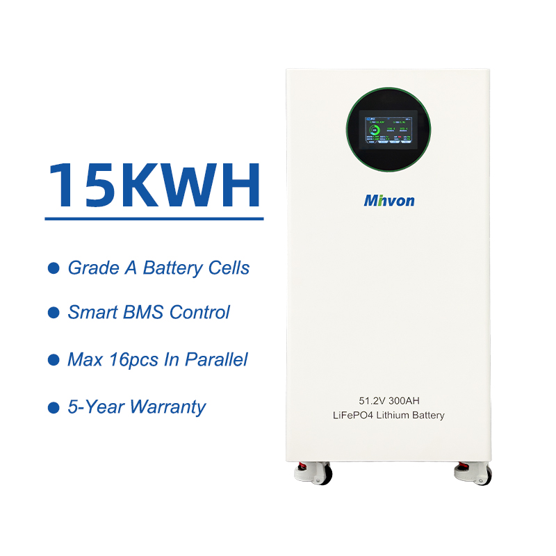 Large Capacity 15.36kWh Floor Mount LiFePO4 Battery 51.2V 300Ah With Smart BMS For Residential Solar System