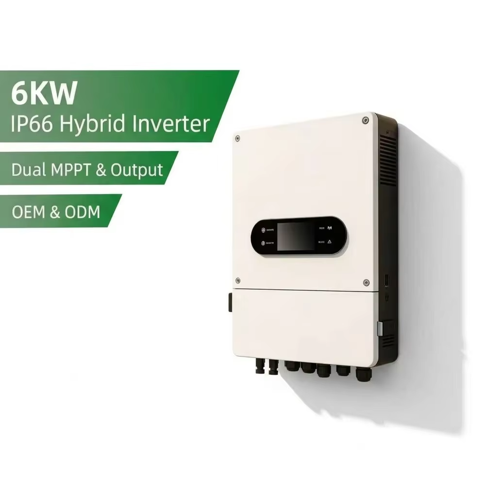 6kW 48V Hybrid Off Grid Solar Inverter IP66 Waterproof Dual MPPT Pure Sine Wave 230V Single Phase Residential Backup