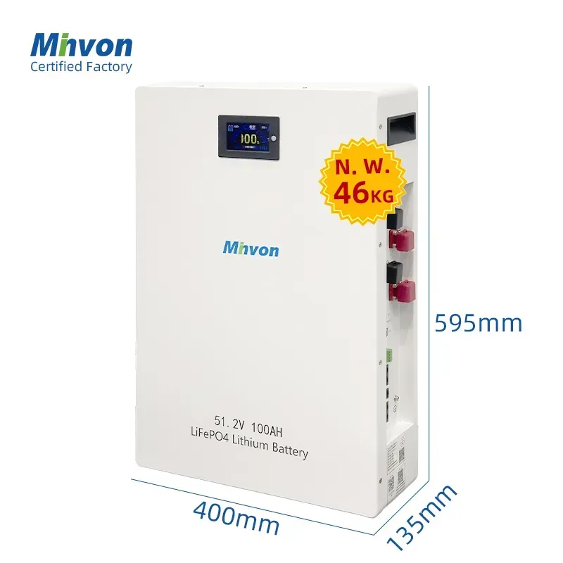 MINVON Wall Mount LiFePO4 Battery 51.2V 100Ah 5.12kWh Smart BMS 6000 Cycles Home Solar Energy Storage Battery for Off‑Grid Hybrid Solar System Emergency Backup Power