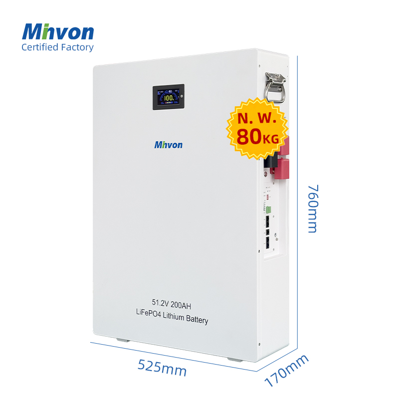 10.24kWh 51.2V 200Ah LiFePO4 Lithium Battery, Wall Mount Solar Energy Storage Battery With Smart BMS For Hybrid Off-Grid Solar Inverter Home Power System
