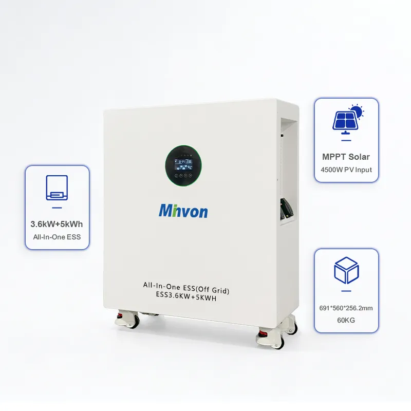 3.6KW/5KWH，6.5KW/10KWh All in One Solar Energy Storage System LiFePO4 Off Grid/Hybrid Inverter Built-in Battery Residential Home Backup