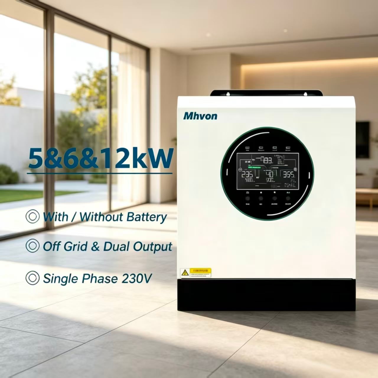 5000W‑12000W Hybrid Off‑Grid Solar Inverter 230V Single Phase | Pure Sine Wave Dual MPPT, Work With or Without Battery For Home Backup & Wholesale Solar Project