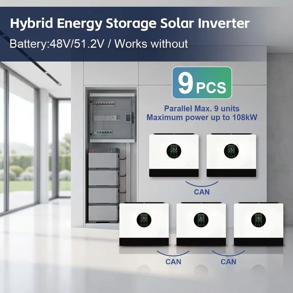 MINVON SOL IA‑D2 Hybrid Solar Inverter, Dual MPPT Pure Sine Wave On‑Off‑Grid Inverter for Residential Solar Battery Storage System