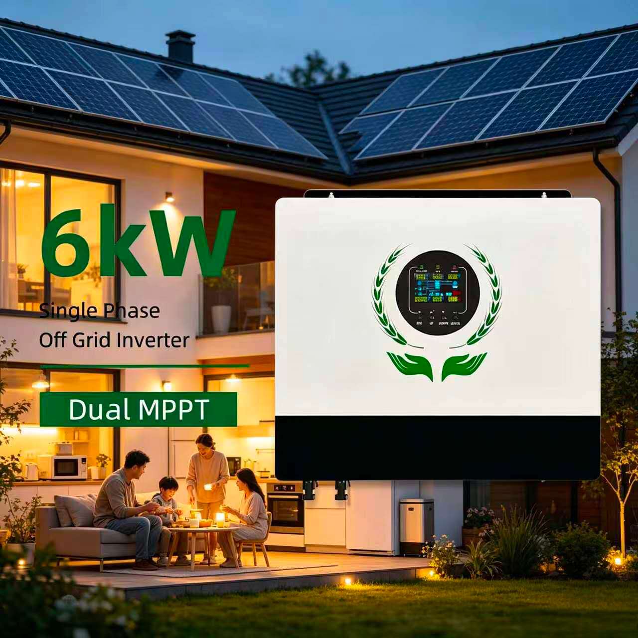 MINVON SOL IA6000-D1 6kW Off-Grid Solar Inverter Built-In Dual MPPT Charger Pure Sine Wave Output For Whole House Solar Backup Power