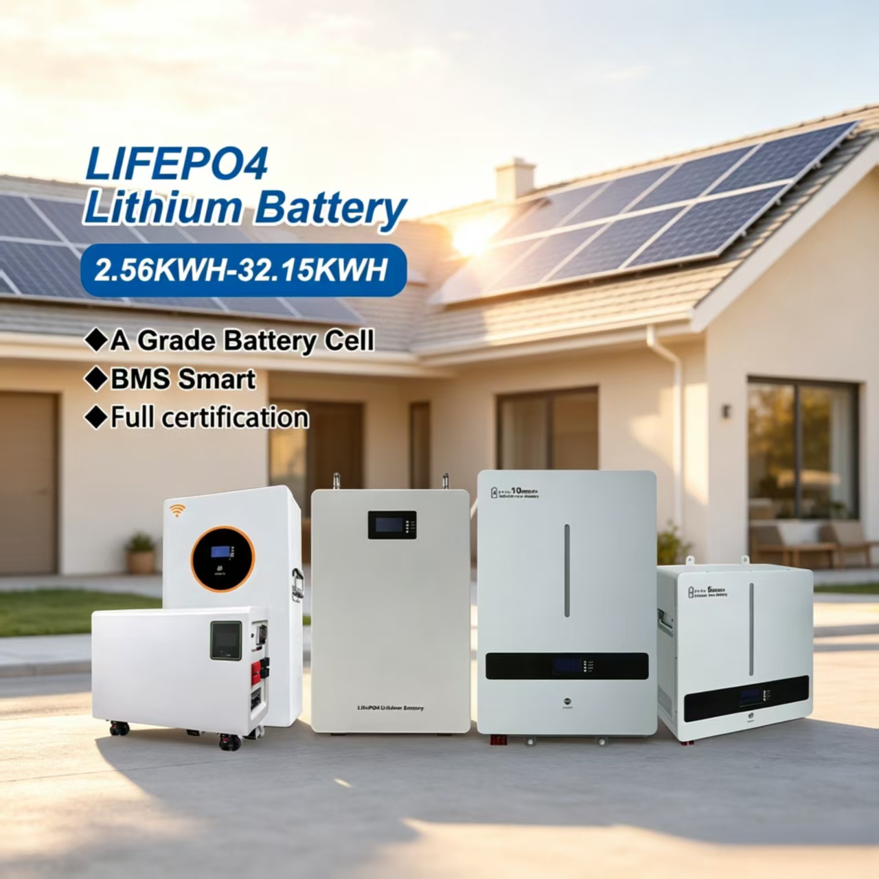 MINVON 25.6V 51.2V Wall/Floor Mount LiFePO4 Lithium Battery 100Ah ~628AH 5.12kWh~32.15kWh Home Solar Energy Storage Battery, Up To 16 Units Parallel, 8000 Cycles Long Life