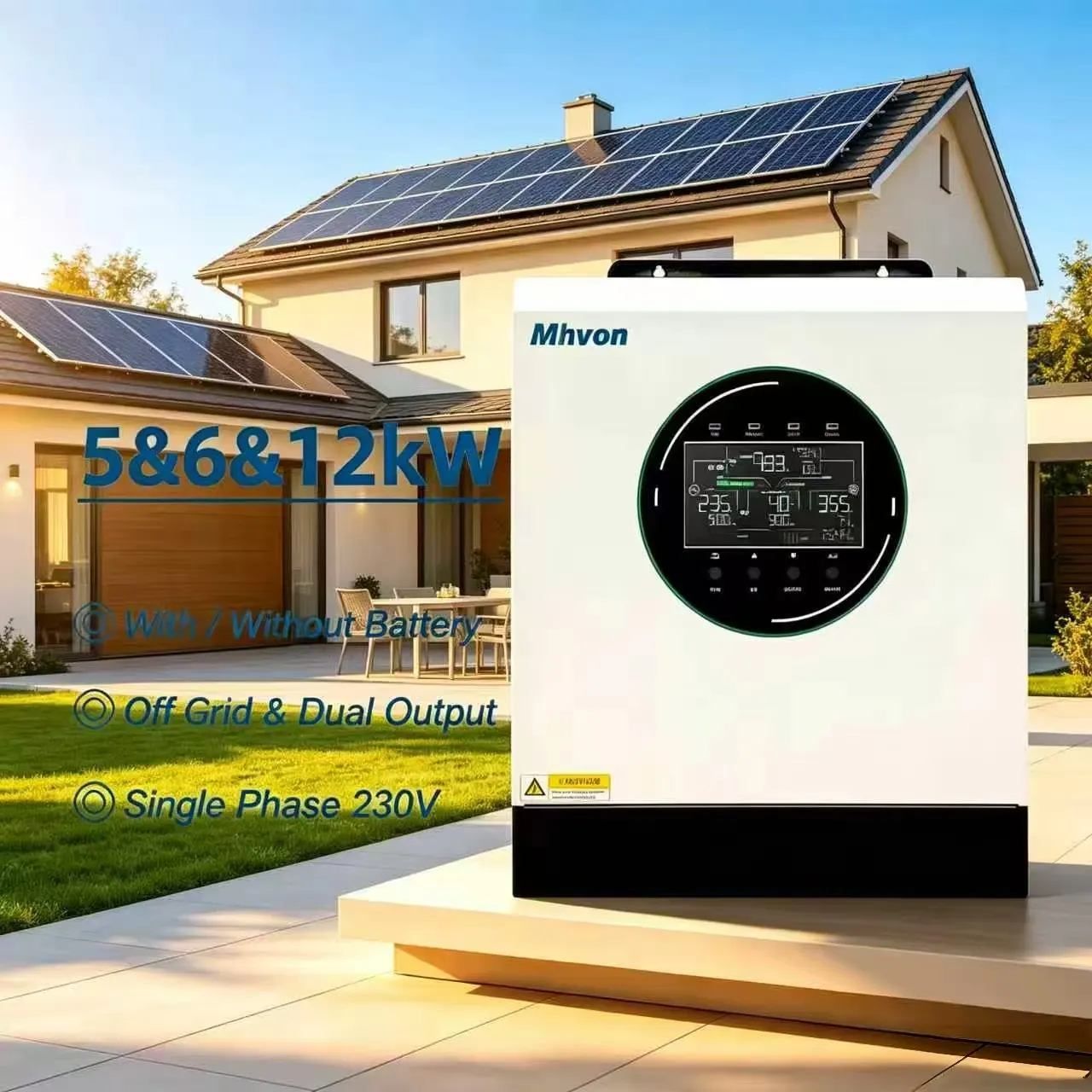 5000W SOL IA-S5 Hybrid Off Grid Solar Inverter 230V AC Output, Integrated MPPT Solar Charge Controller, Max 500VDC PV Input, All-in-One Solar Power Inverter For Off-Grid Home Energy Supply