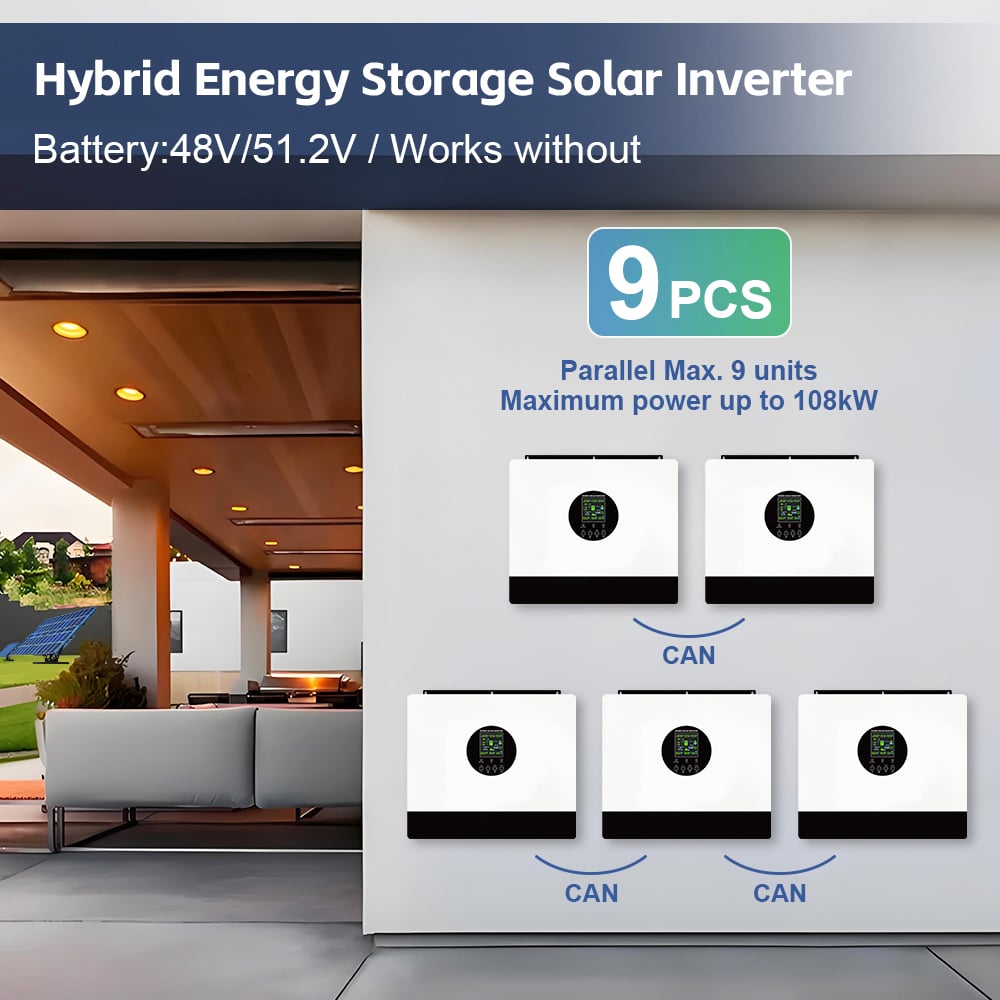 MINVON SOL IA-D2 Series Hybrid MPPT Solar Inverter 8KW/10KW/12KW, 48V Off Grid On Grid Parallel Solar Energy Storage Inverter