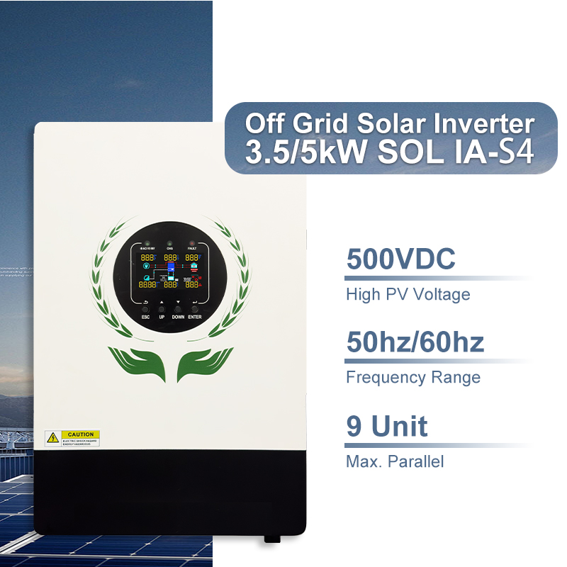 MINVON SOL IA-S4 Series 3.5kW 5kW 48V Off Grid Solar Inverter, Built-in MPPT 500VDC PV Input, Support 9 Units Parallel, Work With/Without Battery, Dual Grid & Generator ATS Input For Home Solar Storage