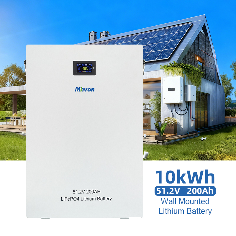 10kWh 51.2V 200Ah Wall Mount Lithium Battery LiFePO4 Rechargeable Battery For Residential Solar Power System