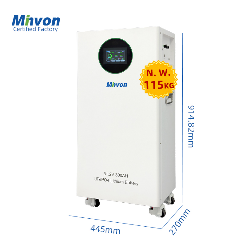 Large Capacity 15.36kWh Floor Standing LiFePO4 Battery 51.2V 300Ah, Home Solar Backup Power for Frequent Blackouts