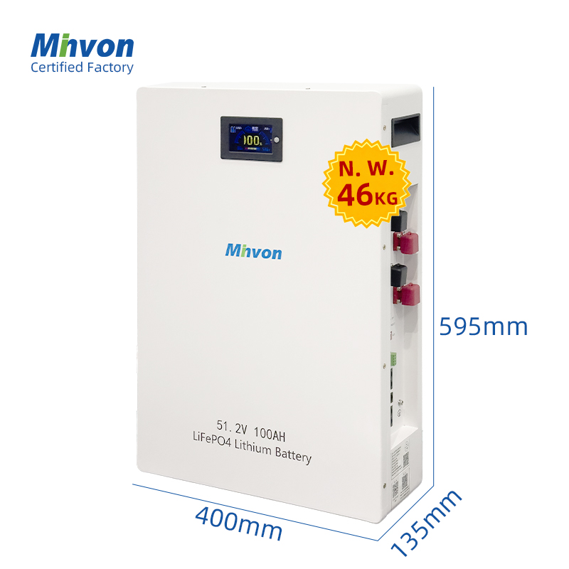 Wall Mounted 51.2V 100Ah 5.12kWh LiFePO4 Solar Battery MINVON Residential Energy Storage Lithium Battery With 5 Years Warranty