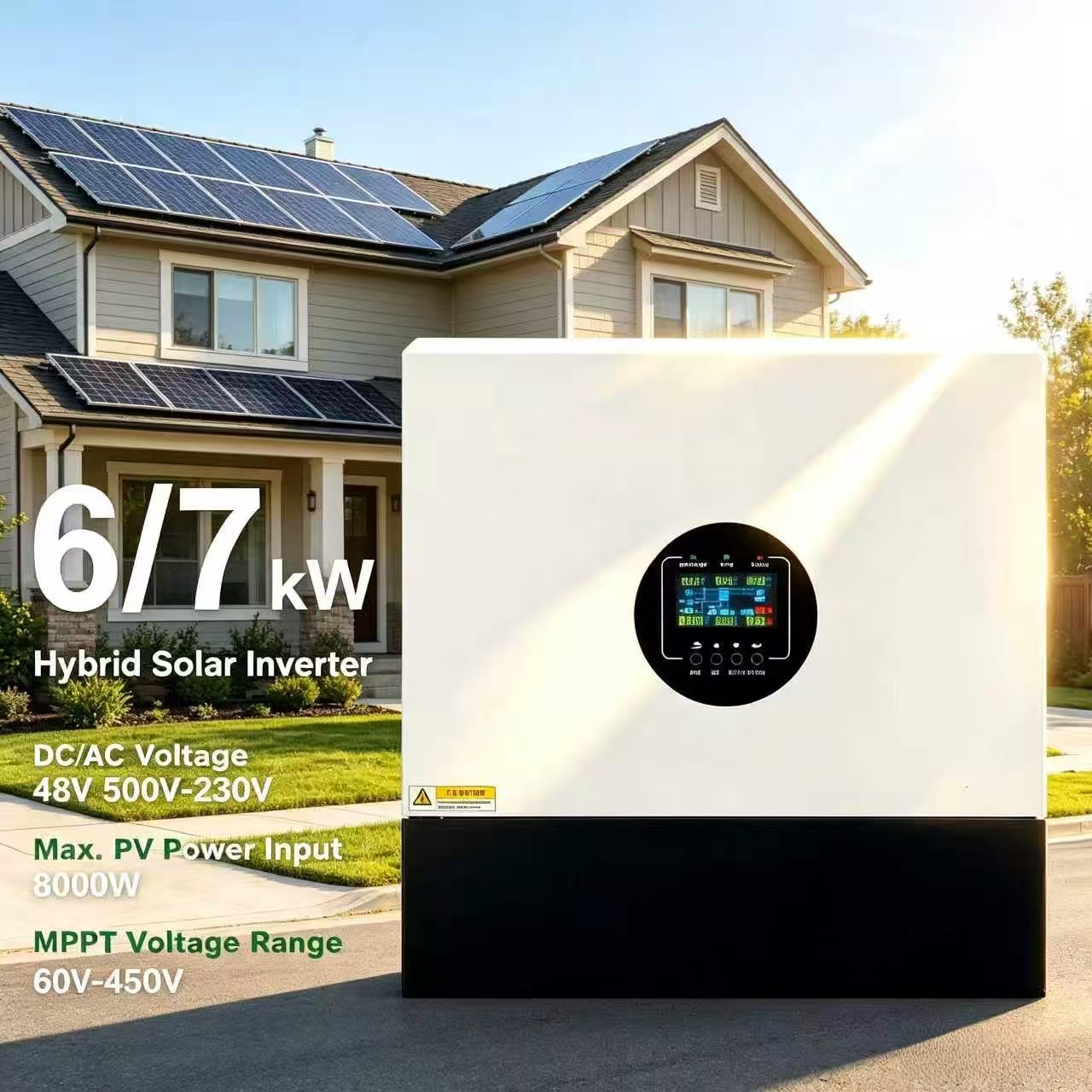 MINVON IA-D3 6KW 7KW Hybrid Solar Inverter 48V DC Off Grid On Grid Pure Sine Wave MPPT Solar Charge Inverter For Home Solar Power System