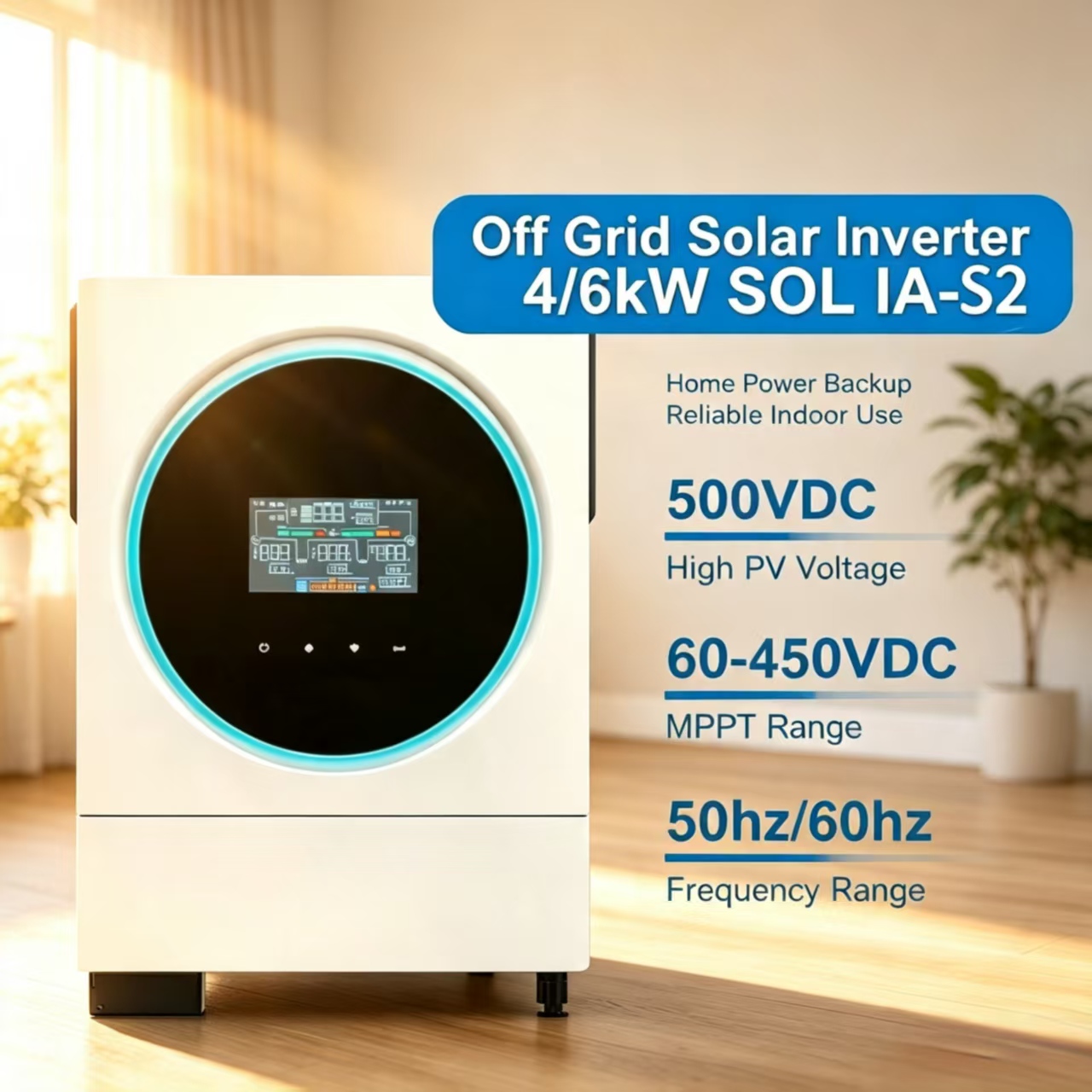 MINVON SOL IA-S2 All In One Off Grid Solar Inverter 4kW 6kW 230V Built-in MPPT Charge Controller Pure Sine Wave Home Solar Power Backup Inverter For Residential Off-grid Solar Energy System