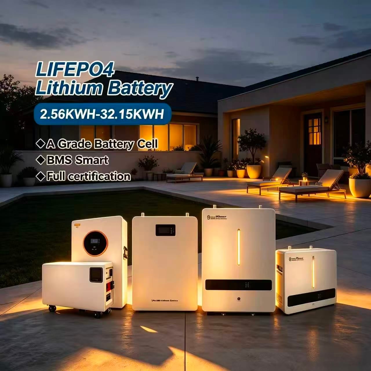 MINVON Wall & Floor Mounted LiFePO4 Lithium Battery, Up to 8000 Deep Cycles, Solar Home Energy Storage Lithium Iron Phosphate Battery Built-in Smart BMS