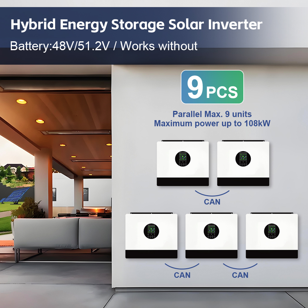 MINVON SOL IA-D2 Series Integrated Hybrid Solar Inverter 8KW/10KW/12KW Dual MPPT Whole House Solar Backup Power Inverter With Peak Shaving & CT Anti-Reflux Function
