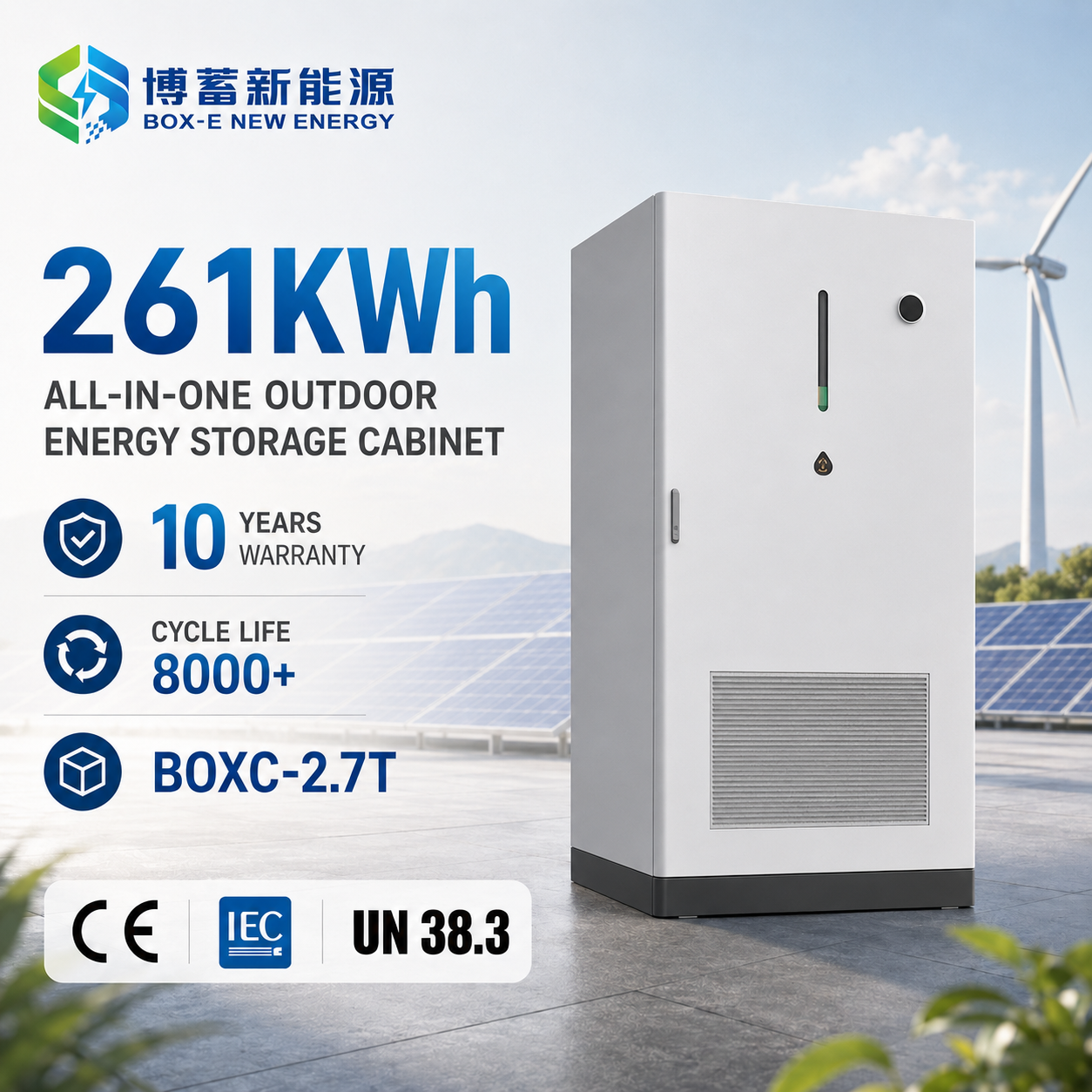 Système de batterie haute tension en conteneur de 768 V / 261 kWh, groupe ESS avec batterie de stockage d’énergie LiFePO4