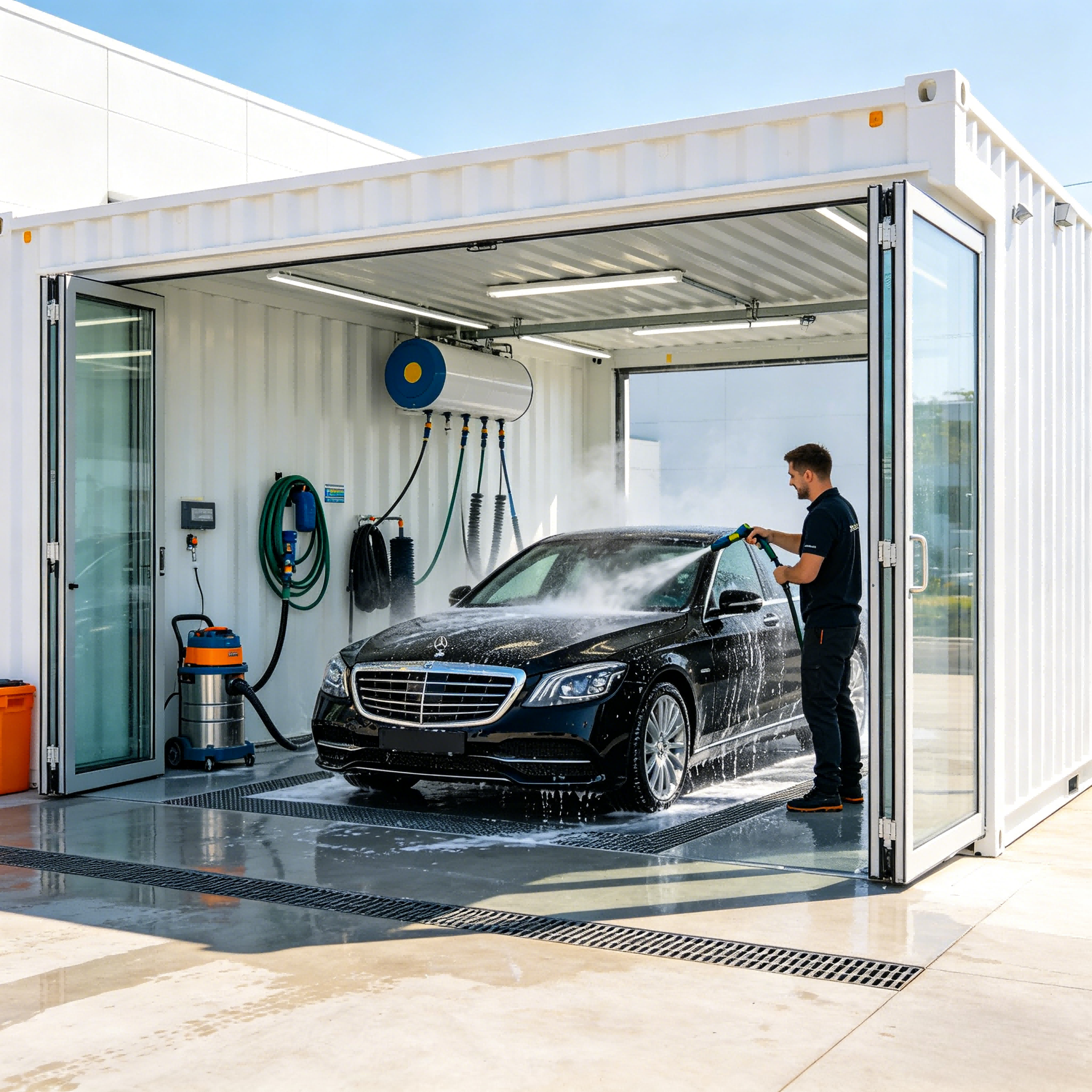 prefabricated conainer house for Self-Service Car Wash