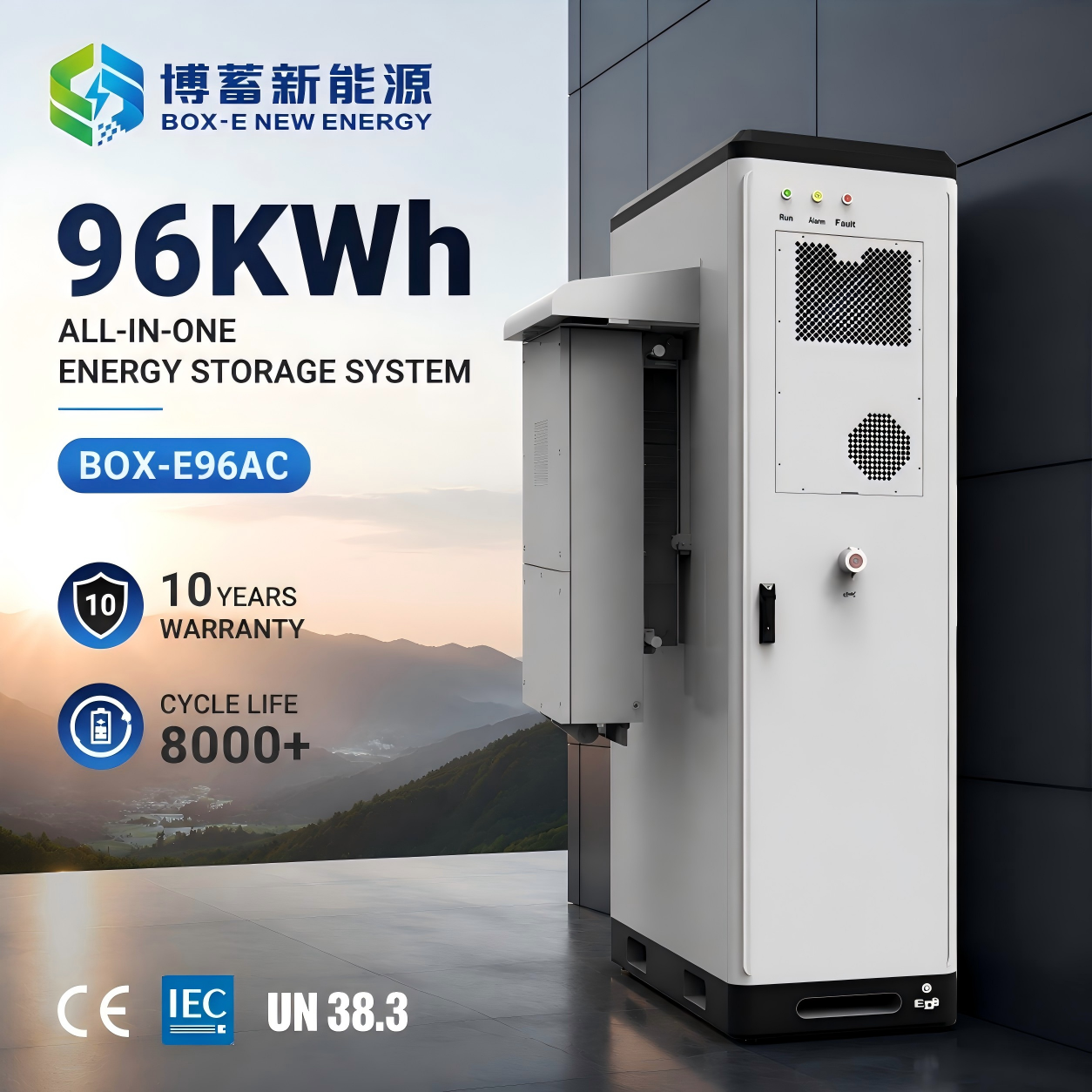 Sistema de almacenamiento de energía (ESS) todo en uno para uso comercial, industrial y residencial, con batería de litio LiFePO4 de 96 kWh
