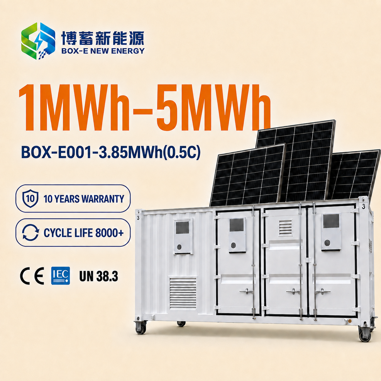 3.85MWhの商用バッテリー蓄電池システム（屋外設置型BESSソリューション）：太陽光発電および送配電網支援対応