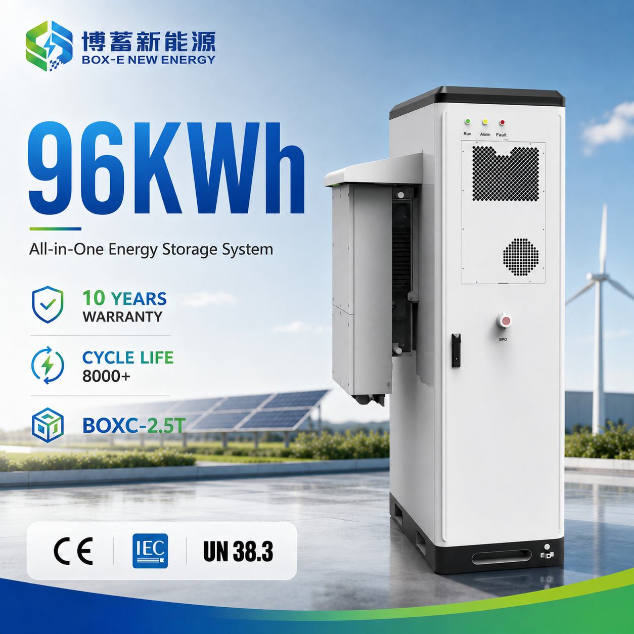 Factory Direct 96kWh Commercial & Industrial Battery ESS Cabinet Flexibly Matching with Inverters 