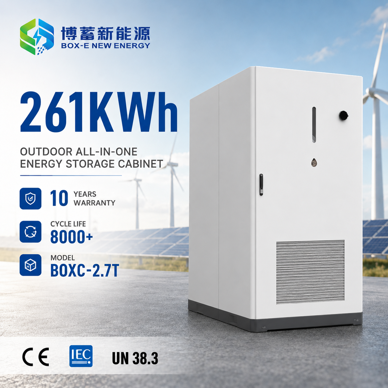 Industrial Solar Energy Storage System BESS Lithium Battery Energy Storage Container 261kWh