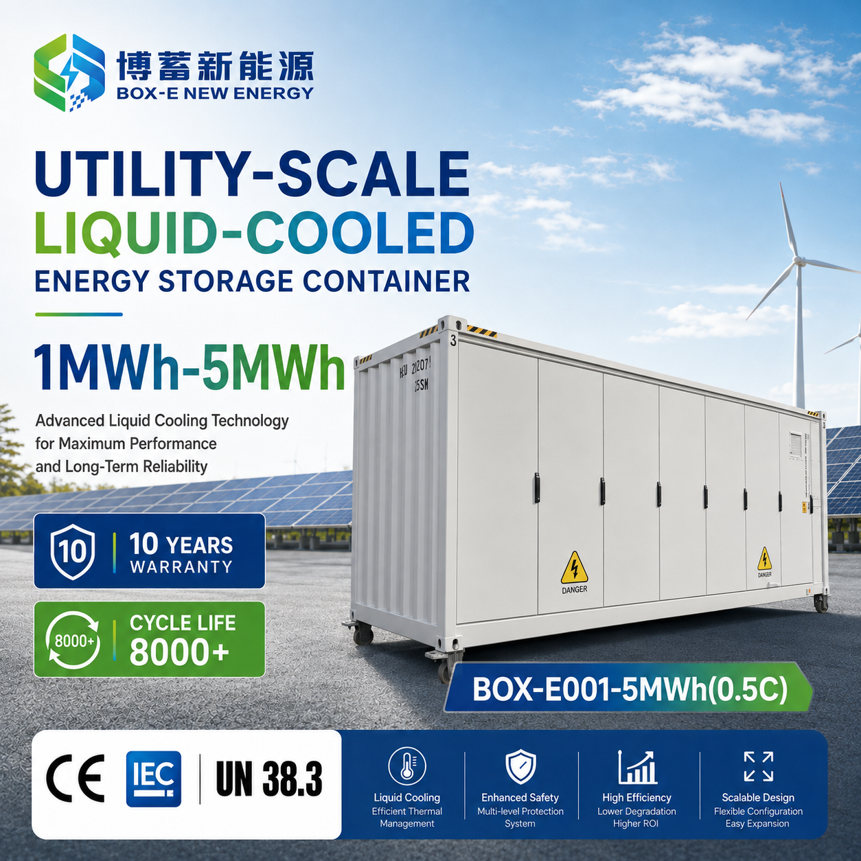 All in One 5MWH Lithium Battery Industrial Container BESS Hybrid Solar Energy Storage System