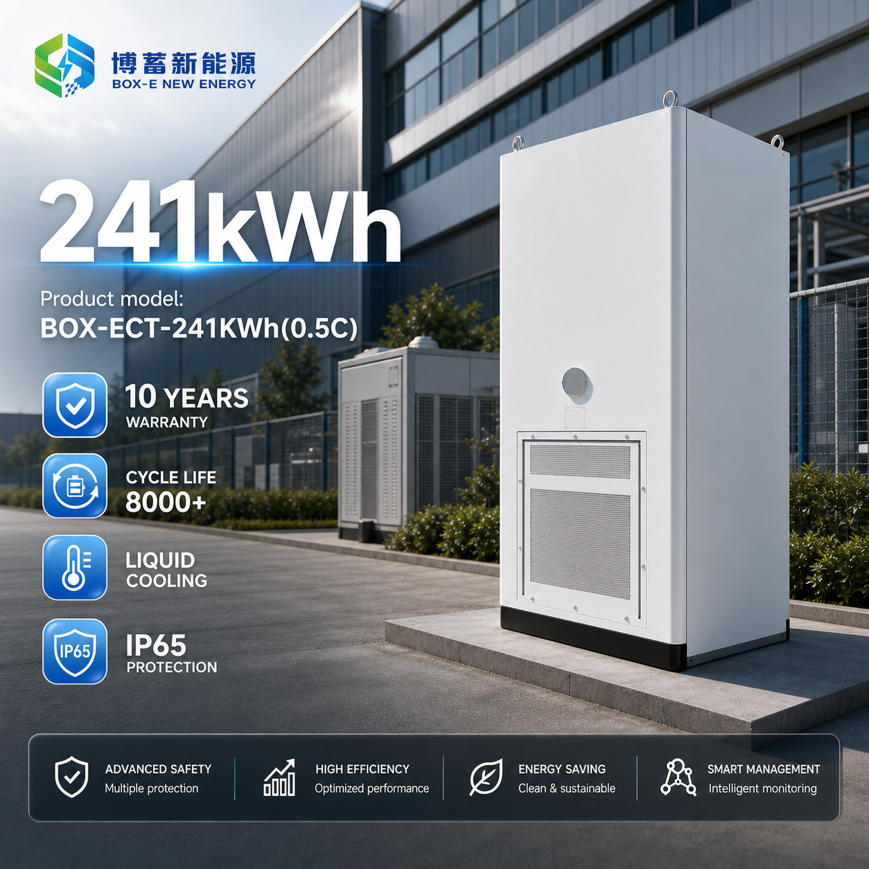 Liquid Cooling LiFePO4 off Grid & on Grid 241kWh Solar Energy Storage Industrial Battery Cabinet