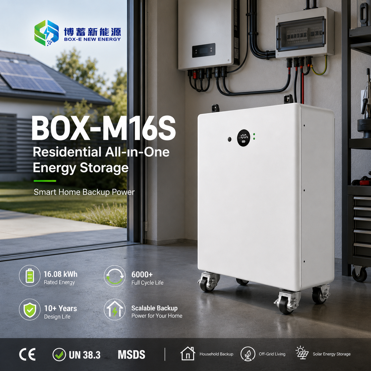 Inversor solar aislado todo en uno con batería de 16 kWh, corriente continua y corriente alterna, batería de litio con función UPS