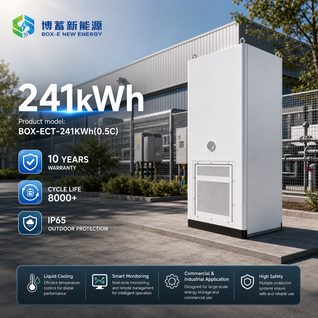 241kWh Industrial and Commercial off Grid Liquid Cooling Energy Storage Cabinet BMS for System Protection