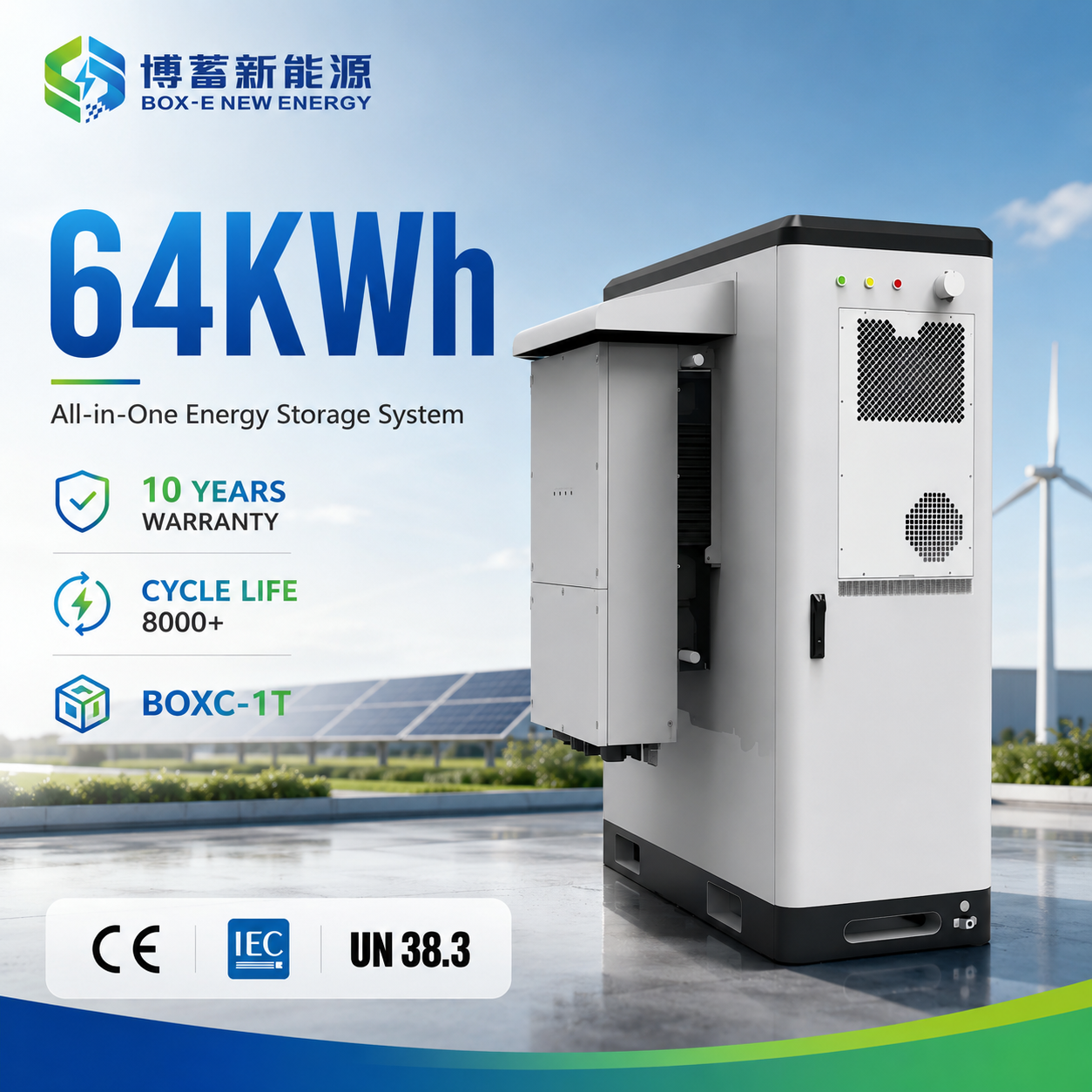 30kW Hybrid Inverter 64kWh All-in-one Air-cooled ESS Cabinet LFP 314Ah Energy Storage System