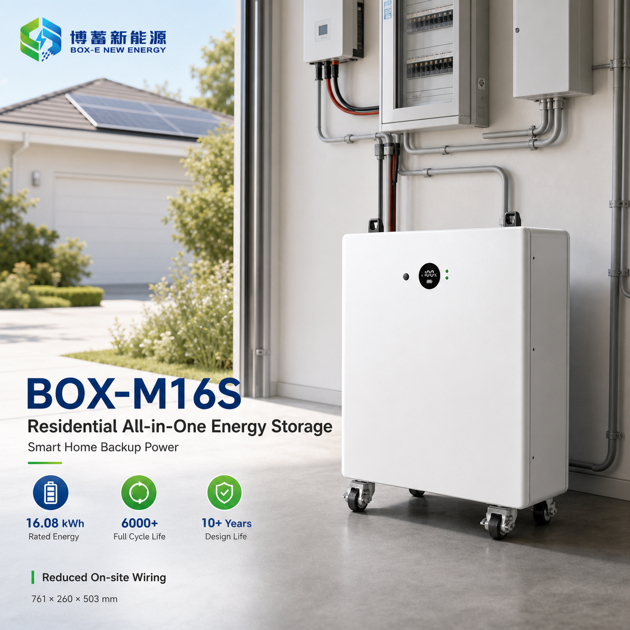 Sistema de almacenamiento de energía (ESS) todo-en-uno de 16 kWh, batería de litio de 51,2 V y 314 Ah con almacenamiento solar para el hogar