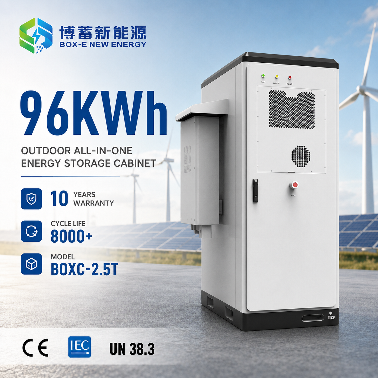 Solar Power Plant 96kWh High Voltage Cabinet Lithium Battery with 10 Years Warranty
