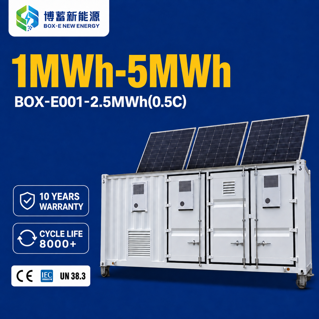 商用エネルギーマネジメント向け空冷式2.5MWh太陽光発電用バッテリー蓄電池システム（BESS）コンテナ
