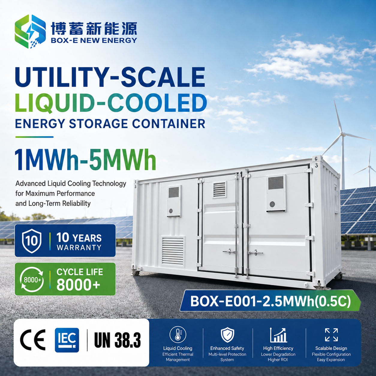 BESS Container 2.5MWH 500kW Liquid-Cooled 20ft All-in-One 400V for C&I Solar Storage