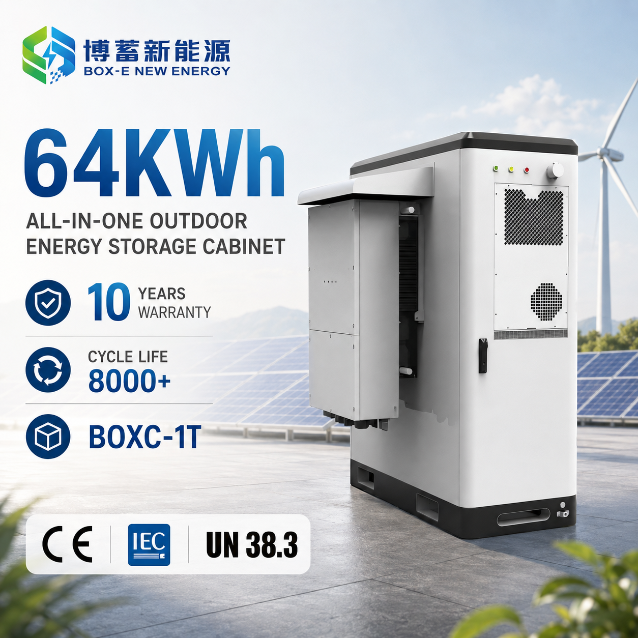 64kWh LiFePO4産業・商業用オフグリッドエネルギー貯蔵システム（屋外設置・空冷式BESSキャビネット）