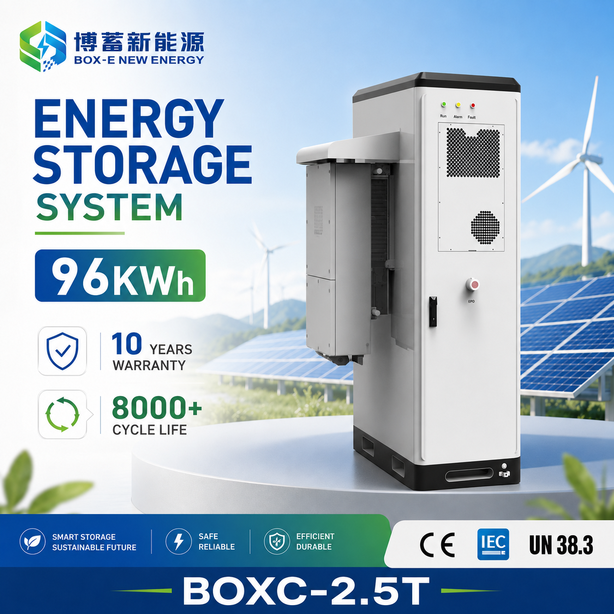 LiFePO4太陽光発電コンテナバッテリー96kWhエネルギー貯蔵システムオールインワンESSキャビネット