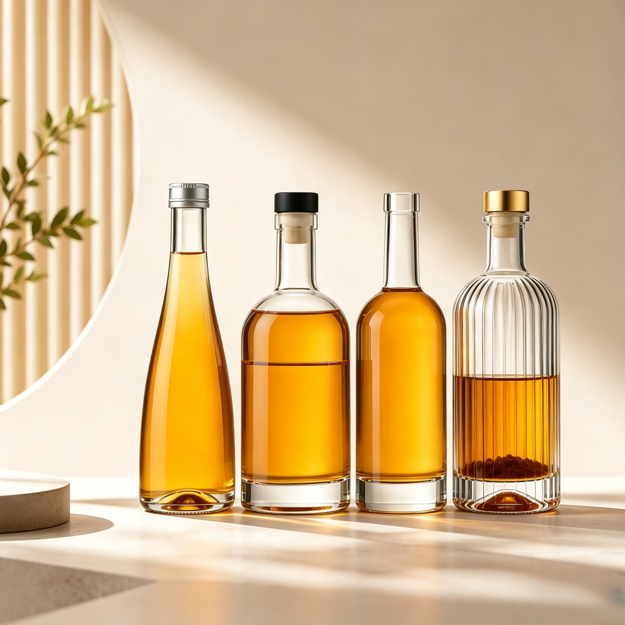 General Spirit Glass Bottles (Round Bottle Series) for Mainstream European and American Markets