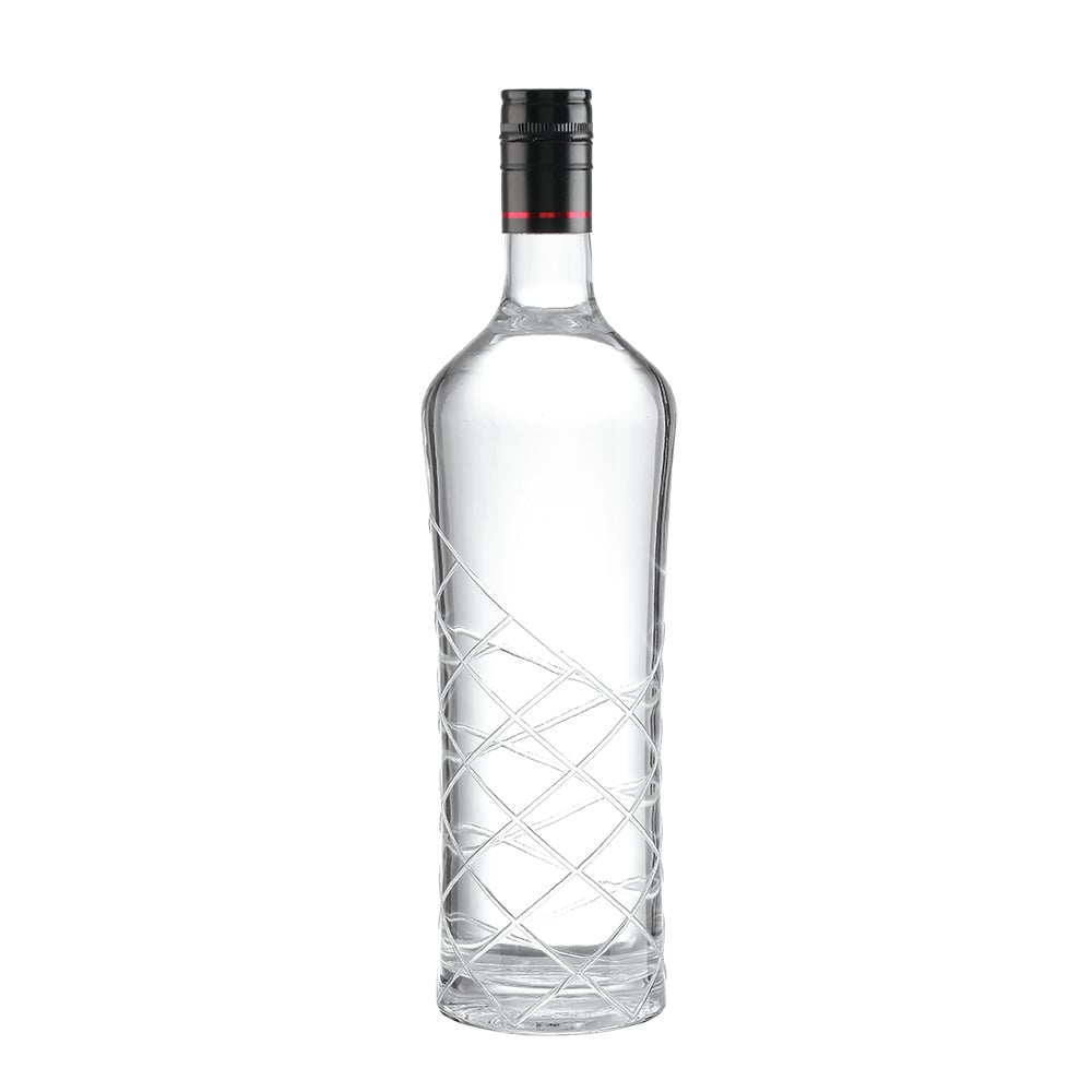 High-quality crystal white glass liquor bottles, spirit bottles available in 700ml and 750ml, suitable for vodka, tequila, rum, whiskey, brandy and more, equipped with metal screw caps.